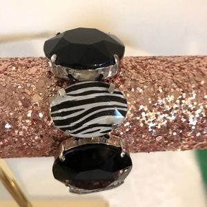 Zebra and Black Stretch Bracelet